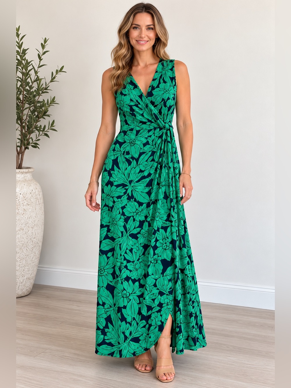 London Times Green Floral Maxi Dress